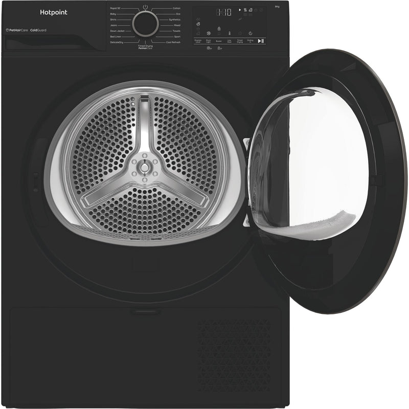 Hotpoint CHSD83MBBUK Freestanding 8kg Heat Pump Tumble Dryer with ColdGuard - Black