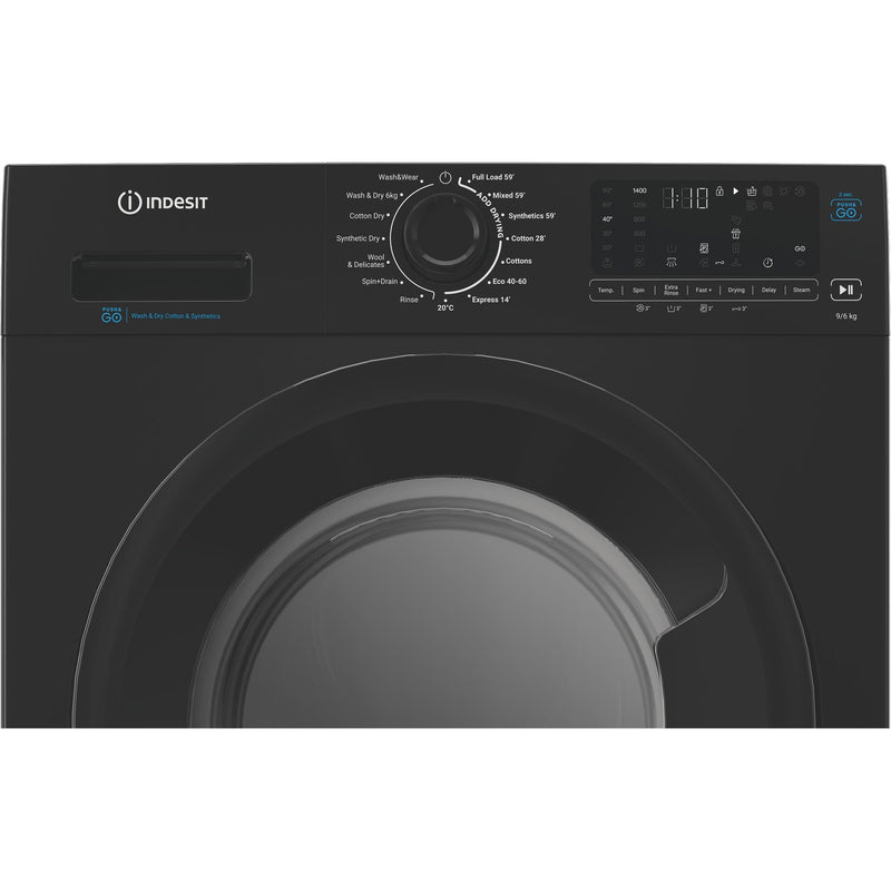 Indesit IDP9646BPUSHGOUK 9kg Wash 6kg Dry Push&Go Washer Dryer with Steam - Black