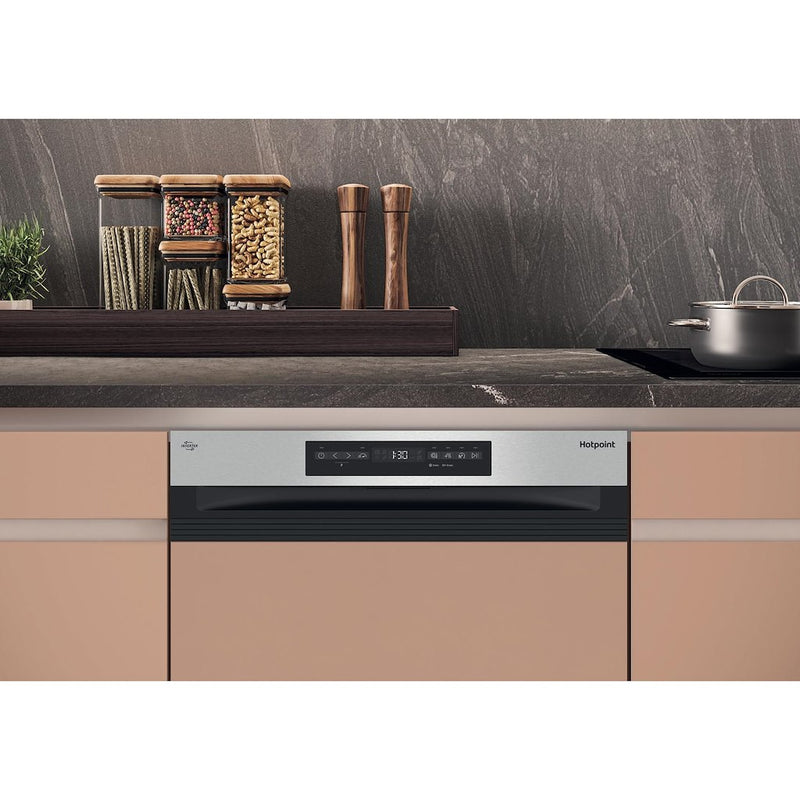 Hotpoint H5PC15M6UK 60cm Semi-Integrated Dishwasher - Stainless Steel