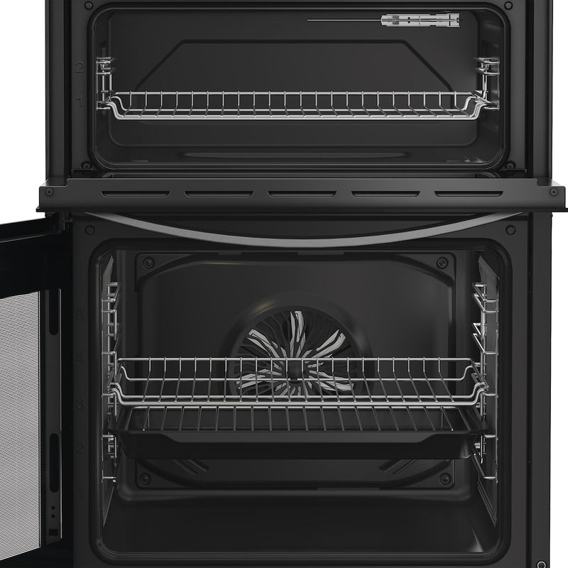 Indesit IDE6VDCS1 60cm Electric Double Cooker with Ceramic Hob - Silver