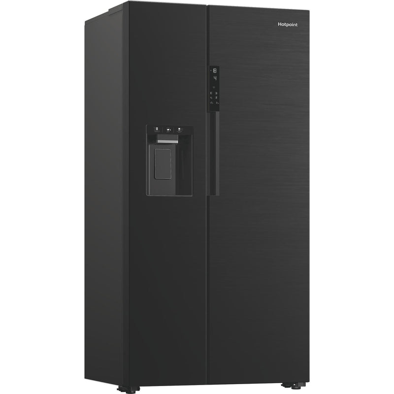 Hotpoint HPG29643IBXR4UK Freestanding Dual No Frost American Fridge Freezer with VitalCare and Water & Ice Dispenser - Black Steel