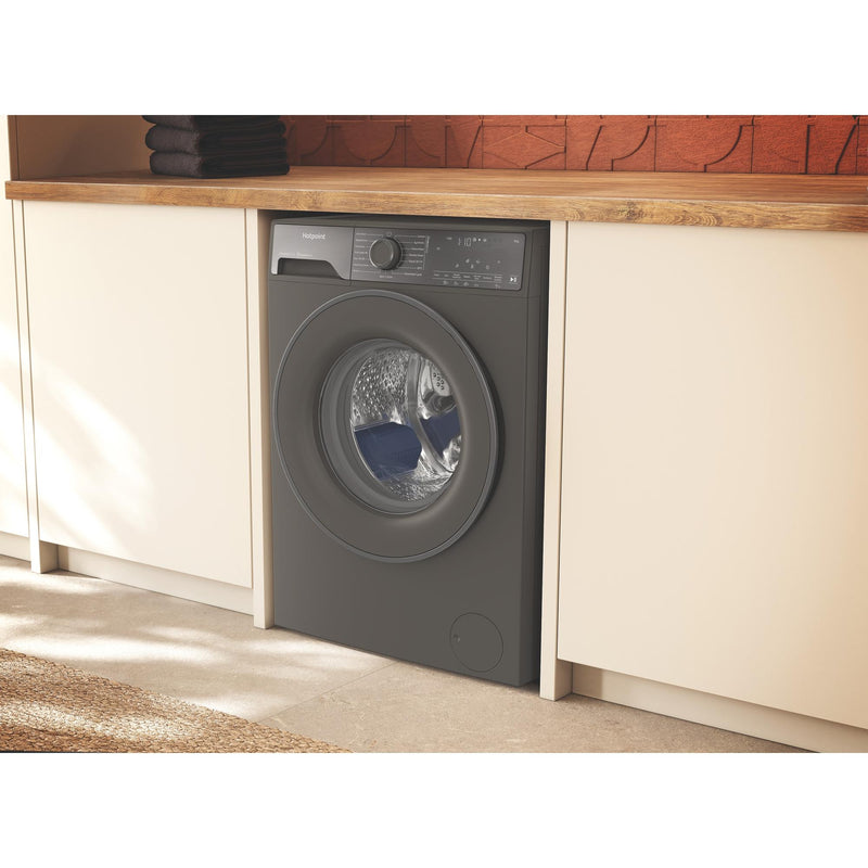 Hotpoint HB93WGCAREUK Fabric Care Freestanding 9kg 1400rpm Washing Machine with HomeWhiz - Manhattan Grey