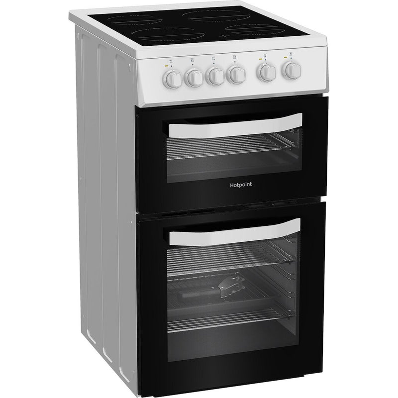 Hotpoint HTE5VCW 50cm Electric Cooker with Ceramic Hob - White