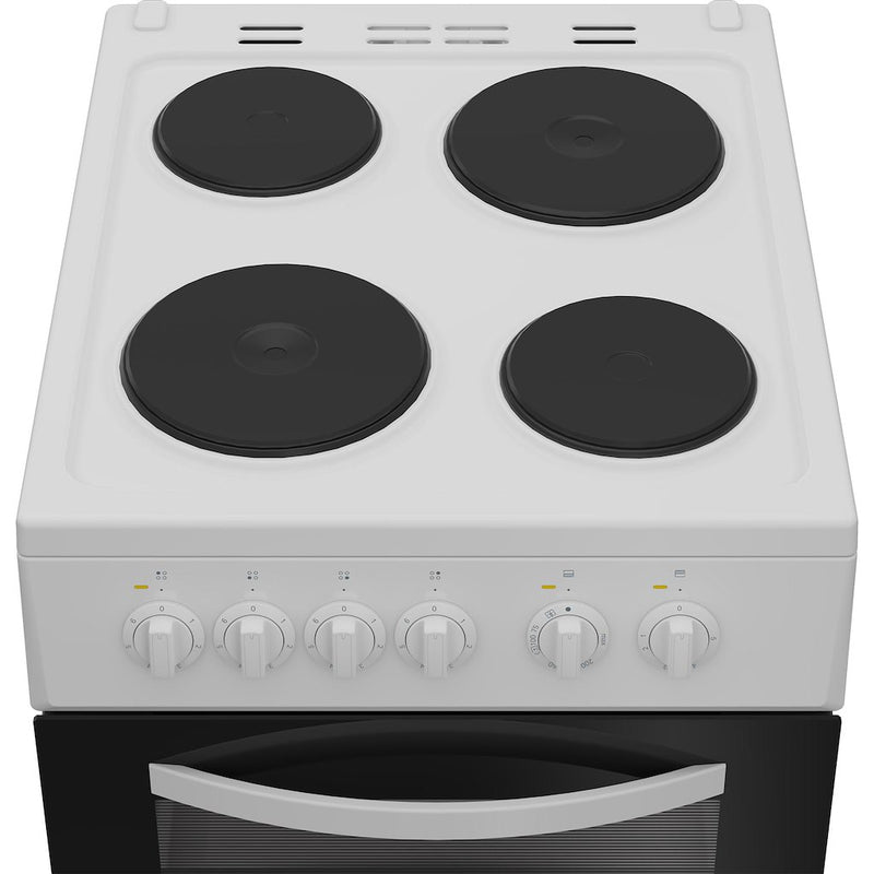 Indesit ITE5EMW Freestanding 50cm Electric Cooker with Solid Plate Hob