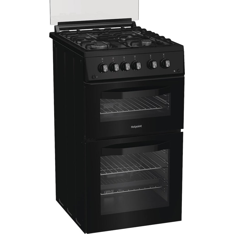 Hotpoint HDG5GCB Freestanding 50cm Gas Double Cooker - Black