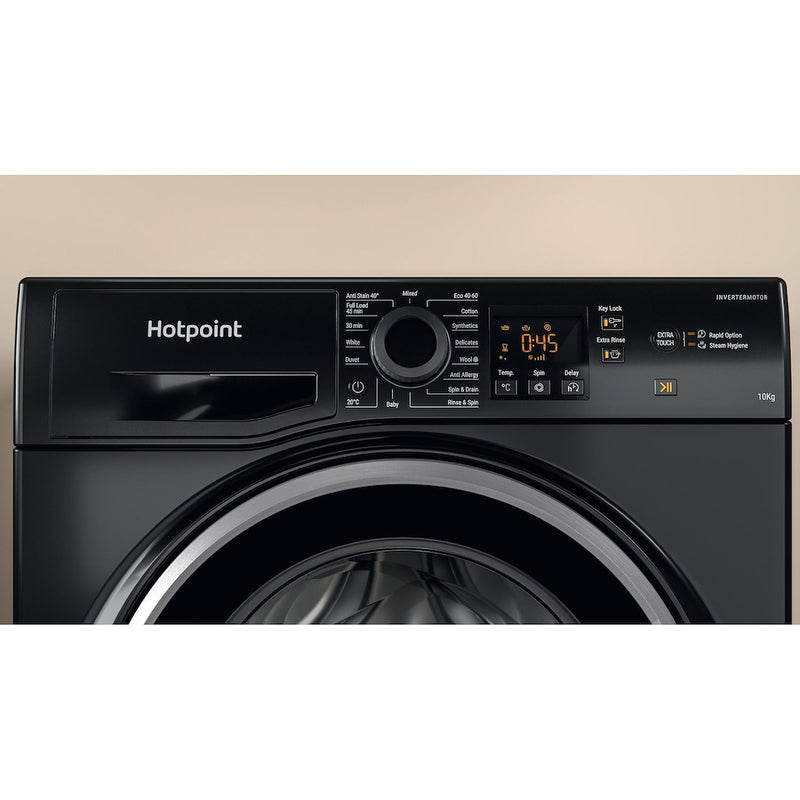 Hotpoint NSWM 1046 BS UK Anti-Stain 10kg 1400rpm Washing Machine - Black