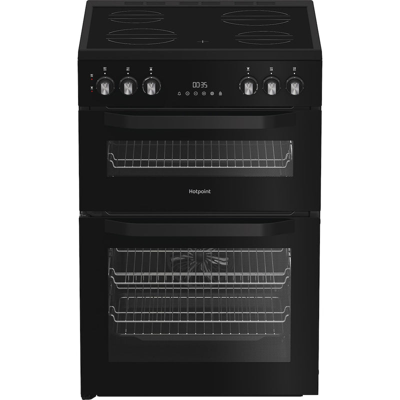 Hotpoint HDE6VDB1 60cm Freestanding Electric Double Oven Cooker with Multiflow
