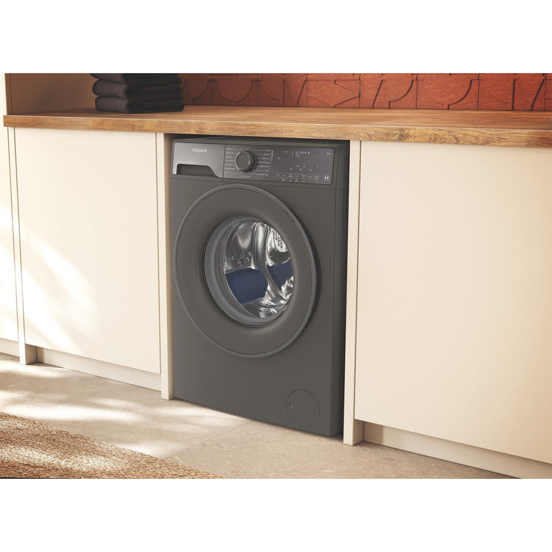 Hotpoint HB103WGCAREUK Fabric Care Freestanding 10kg 1400rpm Washing Machine with HomeWhiz - Manhattan Grey