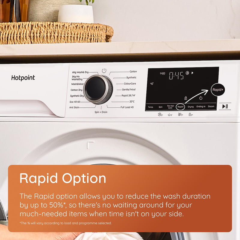 Hotpoint HBD9681BANTISTAINUK 9kg Wash 6kg Dry AntiStain Washer Dryer - Black