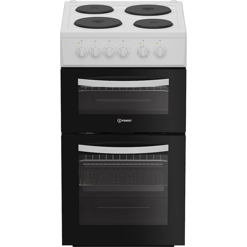 Indesit ITE5EMW Freestanding 50cm Electric Cooker with Solid Plate Hob