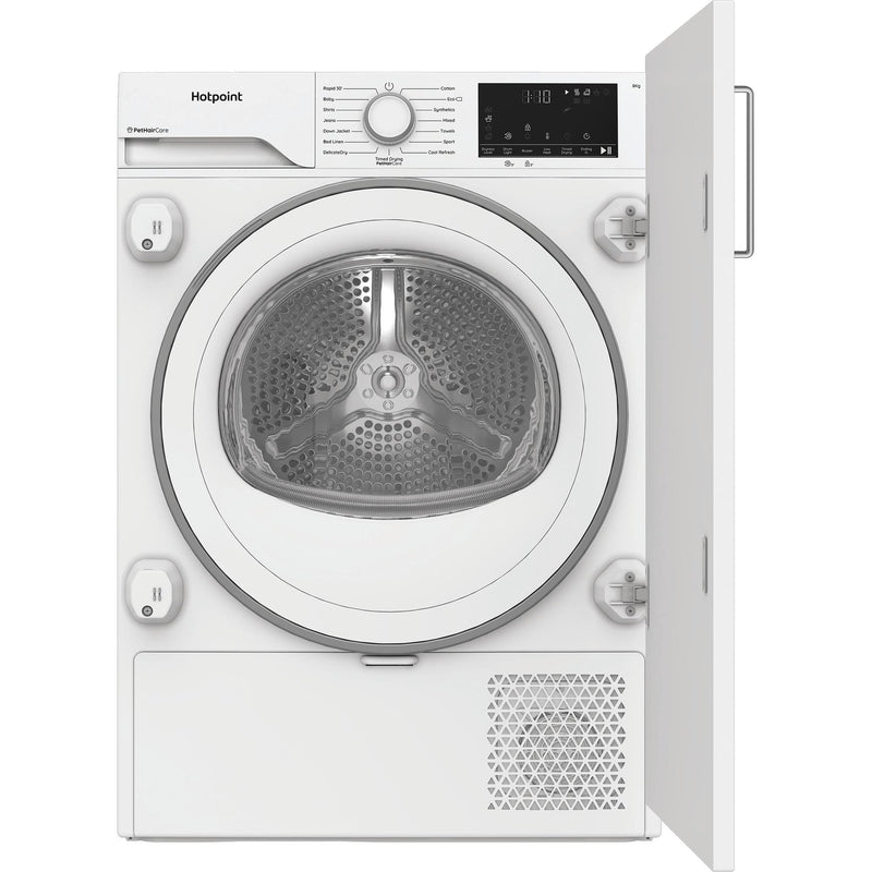 Hotpoint CHK83MWWUK 8kg Integrated Heat Pump Tumble Dryer with PetHairCare - White