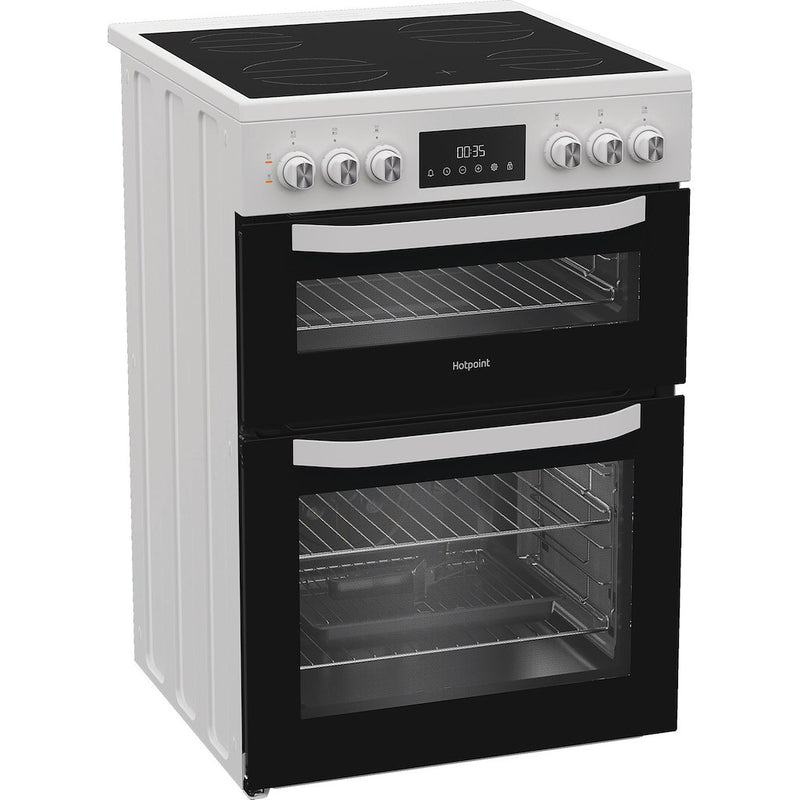 Hotpoint HTE6VDCW, 60cm Electric Cooker - White
