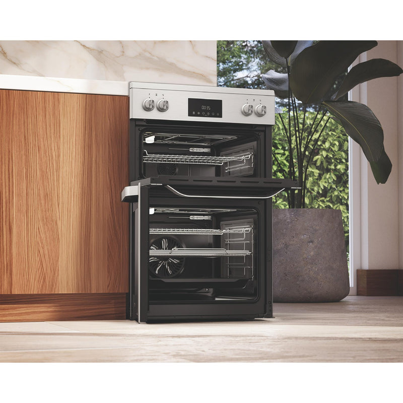 Hotpoint HDME6VDC2AX Multiflow 60cm Double Oven Electric Ceramic Cooker with Air Fry - Stainless Steel
