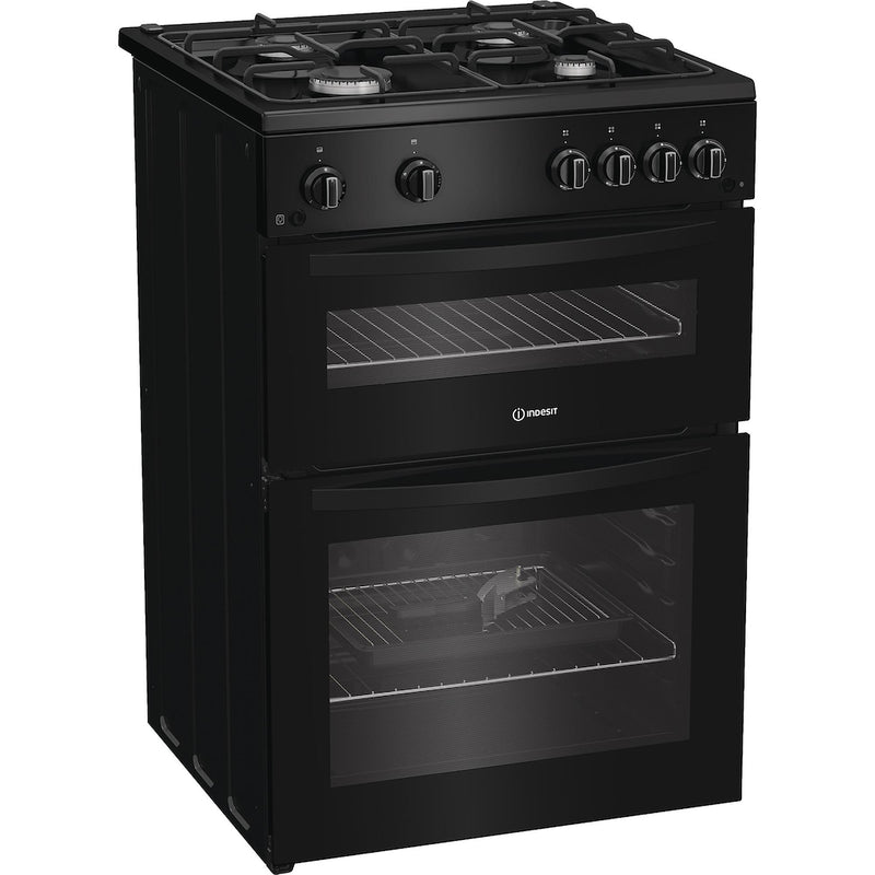 Indesit IDG6GB 60cm Gas Double Cooker - Black