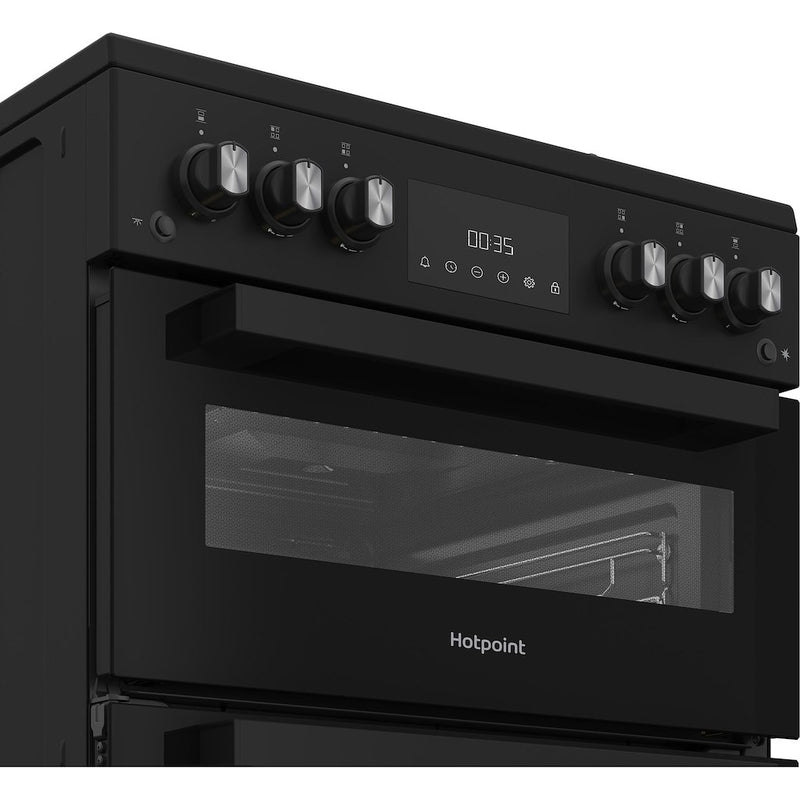Hotpoint HDG6GDCB Freestanding 60cm Gas Double Cooker - Black (Discontinued)
