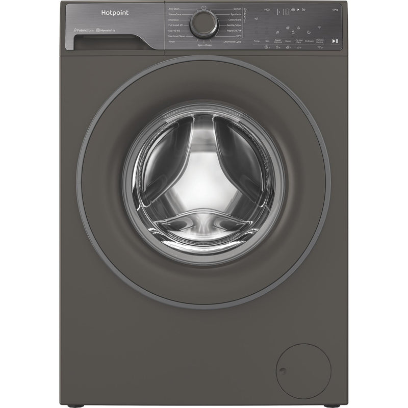Hotpoint HB123WGCAREUK Fabric Care Freestanding 12kg 1400rpm Washing Machine with HomeWhiz - Manhattan Grey
