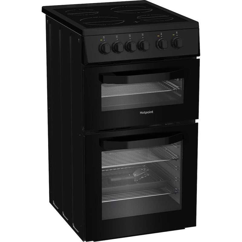 Hotpoint HTE5VCB Freestanding 50cm Electric Cooker with Ceramic Hob - Black