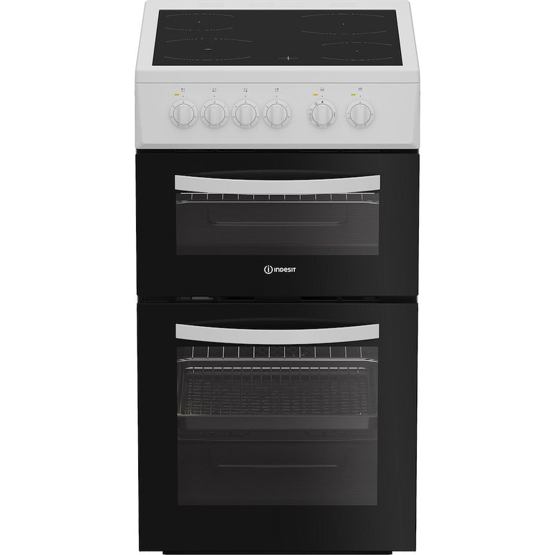 Indesit ITE5VMW Freestanding 50cm Electric Cooker with Ceramic Hob