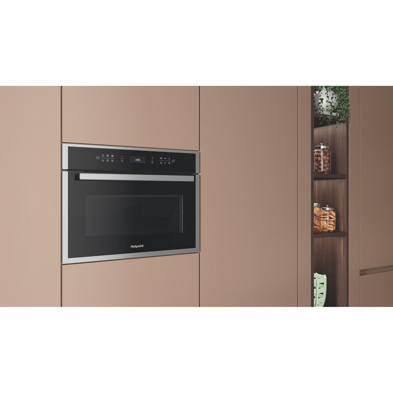 Hotpoint HCW6O7HTSXUKC Class 6 45cm Built-In Compact Oven with Microwave - Stainless Steel