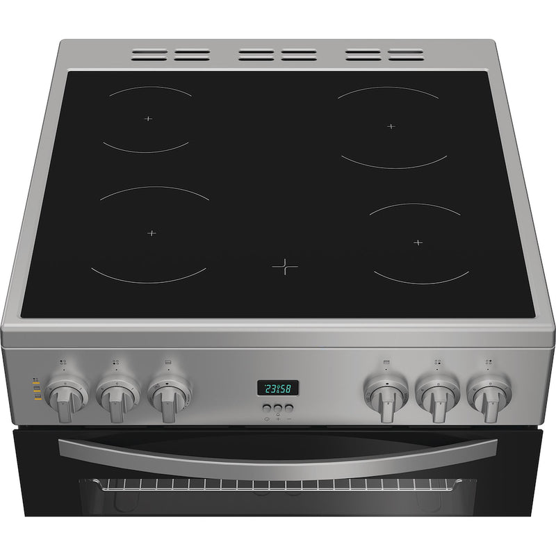 Indesit IDE6VDCS1 60cm Electric Double Cooker with Ceramic Hob - Silver