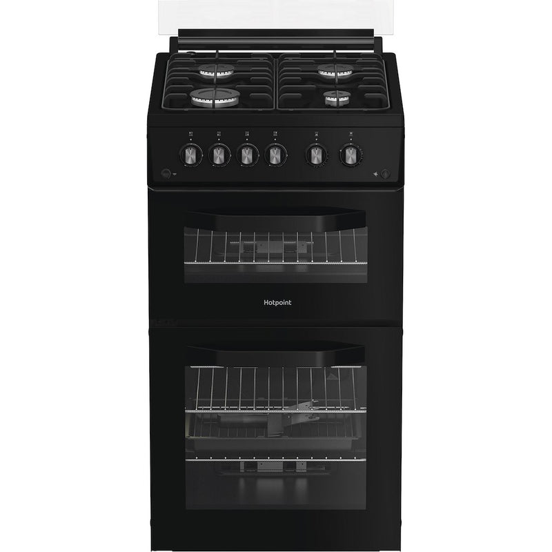 Hotpoint HDG5GCB Freestanding 50cm Gas Double Cooker - Black