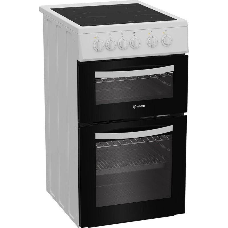 Indesit ITE5VMW Freestanding 50cm Electric Cooker with Ceramic Hob