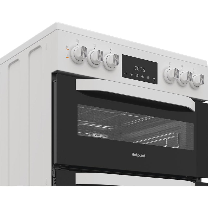 Hotpoint HTE6VDCW, 60cm Electric Cooker - White
