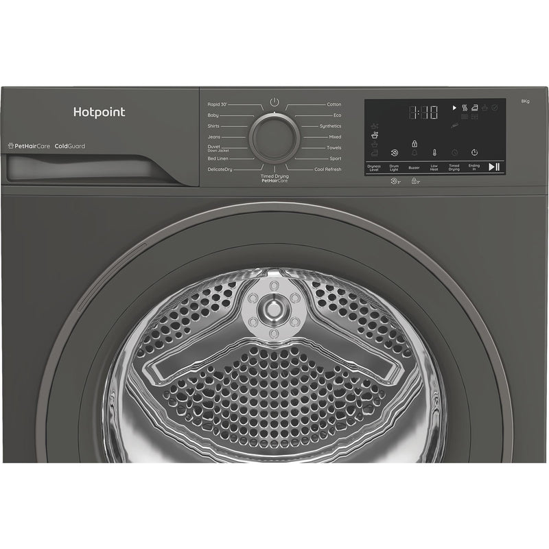 Hotpoint CHSD84MGGUK Freestanding 8kg Heat Pump Tumble Dryer with ColdGuard - Manhattan Gray