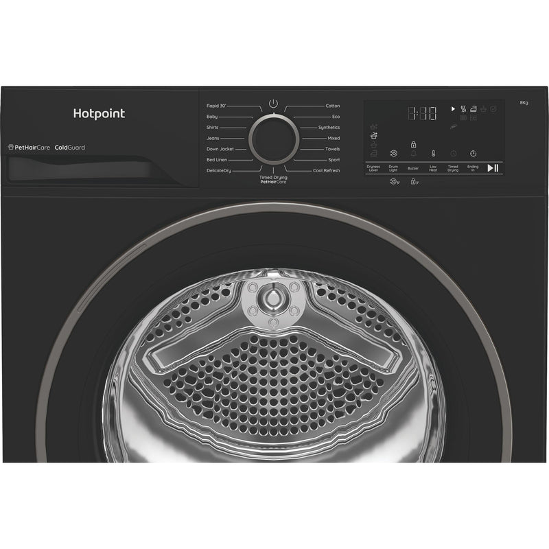 Hotpoint CHSD83MBBUK Freestanding 8kg Heat Pump Tumble Dryer with ColdGuard - Black