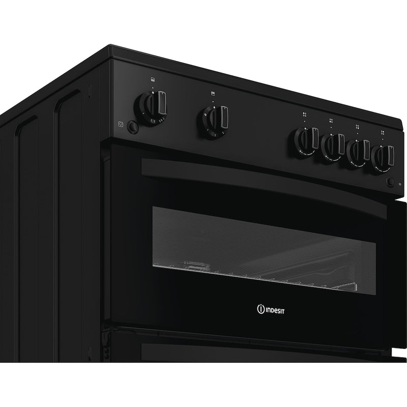 Indesit IDG6GB 60cm Gas Double Cooker - Black