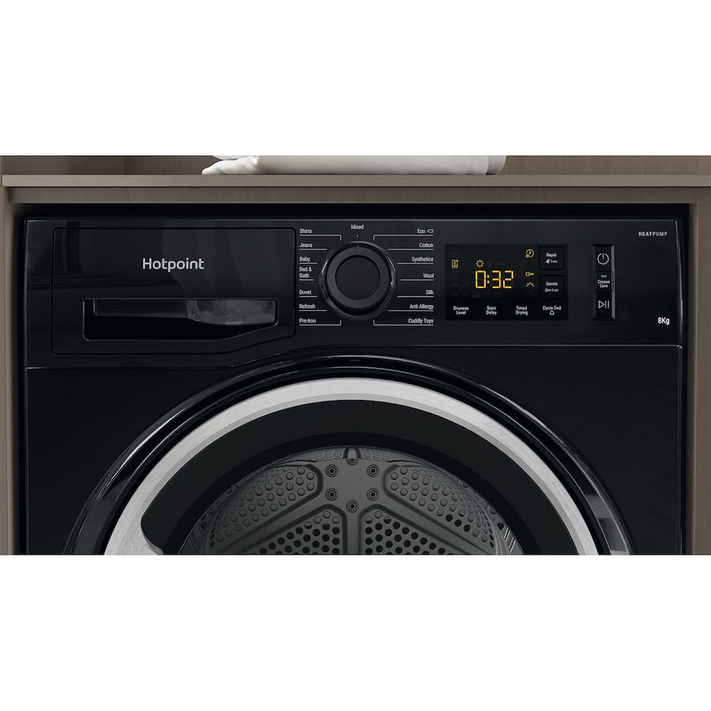 Hotpoint Crease Care NT M11 82BSK UK 8kg Heat Pump Tumble Dryer - Black (Discontinued)