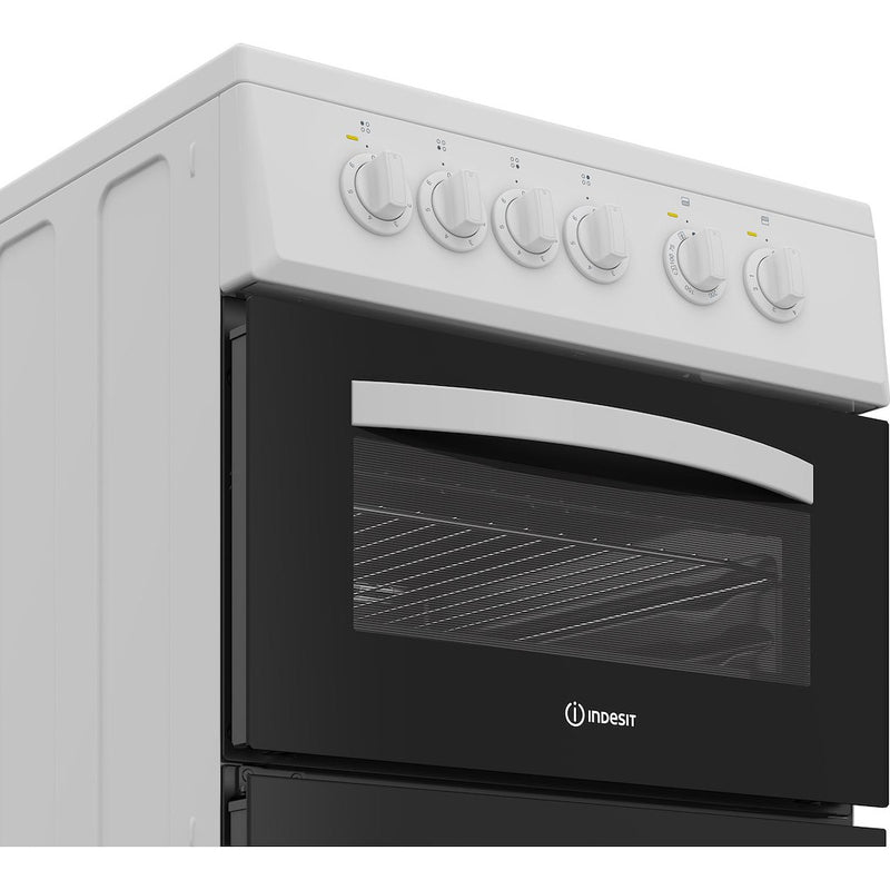 Indesit ITE5VMW Freestanding 50cm Electric Cooker with Ceramic Hob