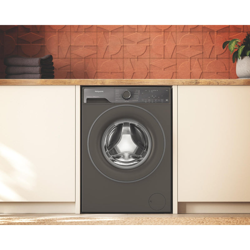 Hotpoint HB123WGCAREUK Fabric Care Freestanding 12kg 1400rpm Washing Machine with HomeWhiz - Manhattan Grey