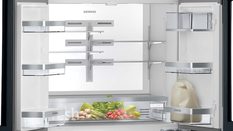 Siemens iQ 700 KF96RSBEA, French Door Bottom Mount Refrigerator, Glass door