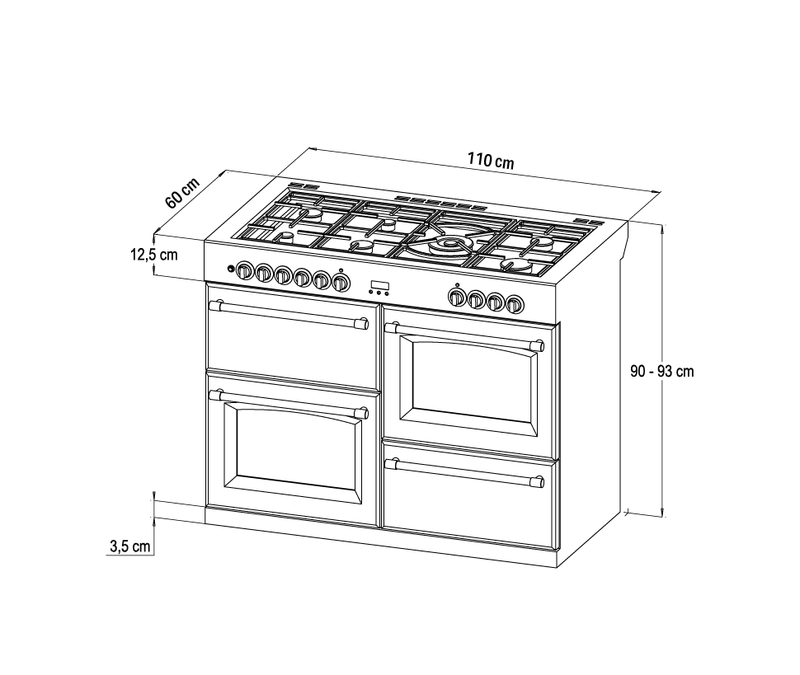Stoves ST RICH DX S1100DF CB TBL 110cm Dual Fuel Range Cooker (Discontinued)