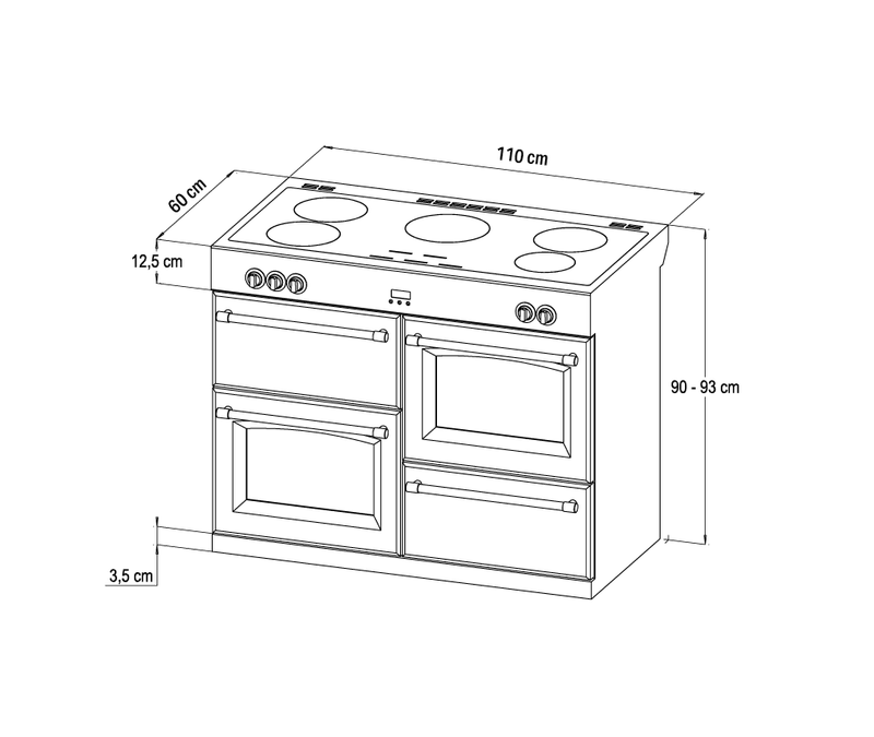 Stoves ST RICH DX S1100Ei CB CRE 110cm Electric Induction Range Cooker (Discontinued)
