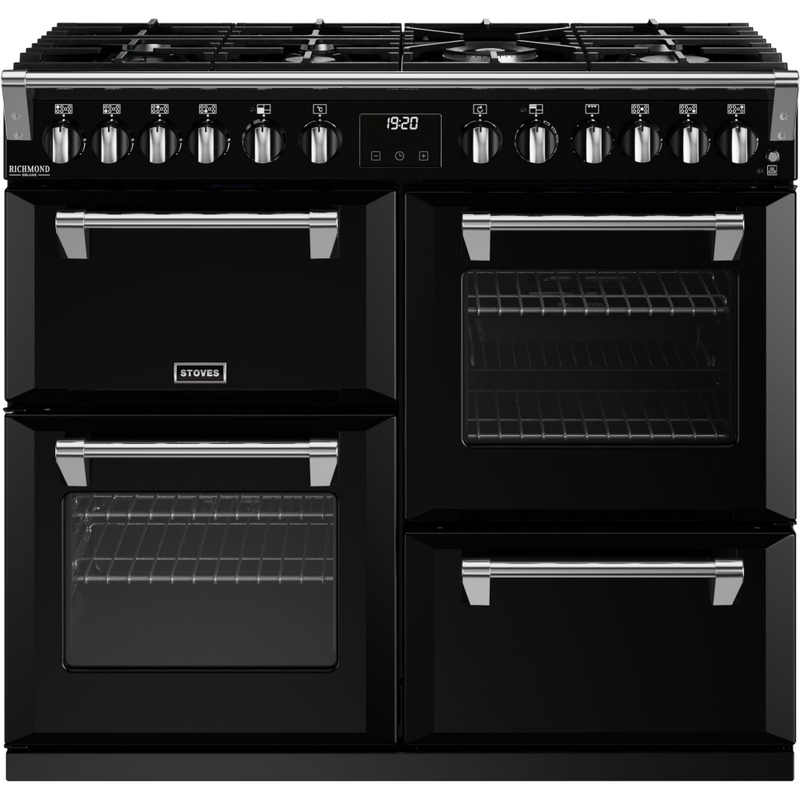 Stoves Richmond Deluxe ST DX RICH D1000DF BK 100cm Dual Fuel Range Cooker (Discontinued)