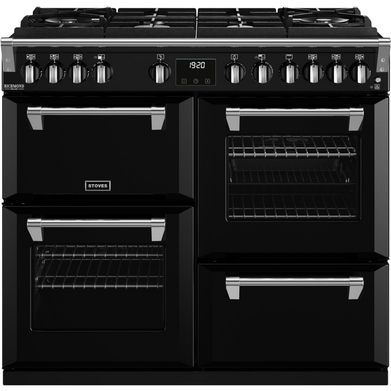 Stoves Richmond Deluxe ST DX RICH D1000DF GTG BK 100cm Dual Fuel GTG Range Cooker (Discontinued)