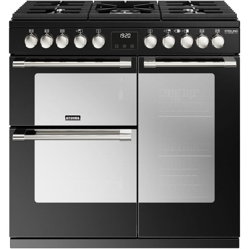 Stoves Sterling Deluxe ST DX STER D900DF BK 90cm Dual Fuel Range Cooker (Discontinued)
