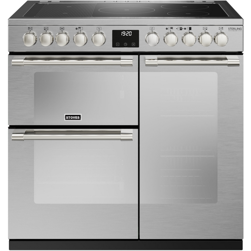 Stoves Sterling Deluxe ST DX STER D900Ei RTY SS 90cm Electric Induction (Rotary Control) Range Cooker