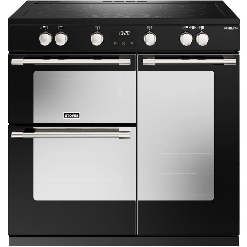 Stoves Sterling Deluxe ST DX STER D900Ei TCH BK 90cm Electric Induction (Touch Control) Range Cooker