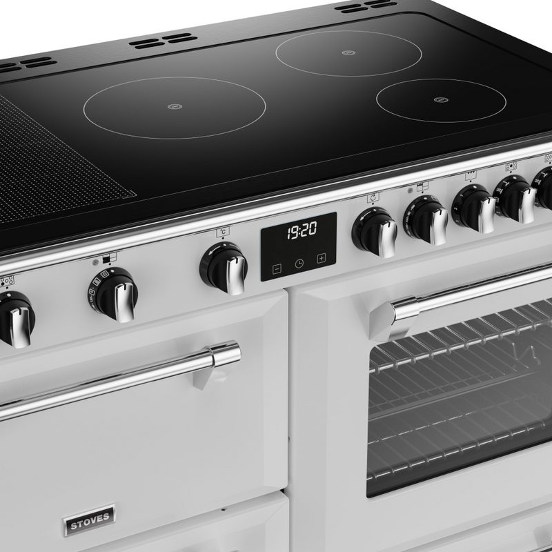 Stoves Richmond Deluxe ST DX RICH D1100Ei RTY IWH 110cm Electric Induction (Rotary Control) Range Cooker (Discontinued)