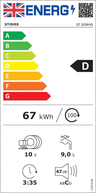 Stoves SDW45 Built In Dishwasher 45cm (Discontinued)