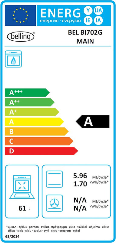 Belling BEL BI702G Sta Built Under Gas Double Oven (Discontinued)