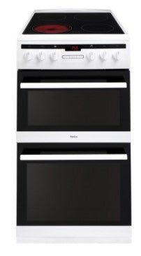 Amica AFC5550WH 50cm Freestanding Electric Double Oven with Ceramic Hob