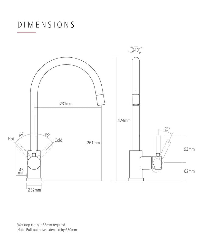Caple ASPS2/CH Aspen Spray Pull-out Tap