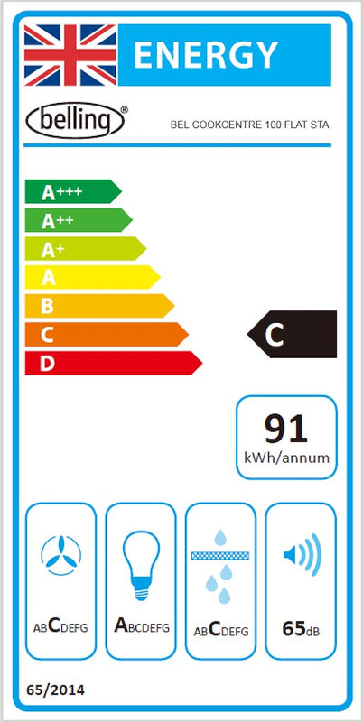 Belling BEL COOKCENTRE 100 FLAT ss 100cm Hood (Discontinued)