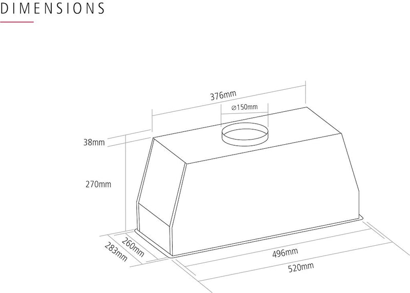 Caple BU521 Stainless Steel canopy motor for 550mm (Discontinued)