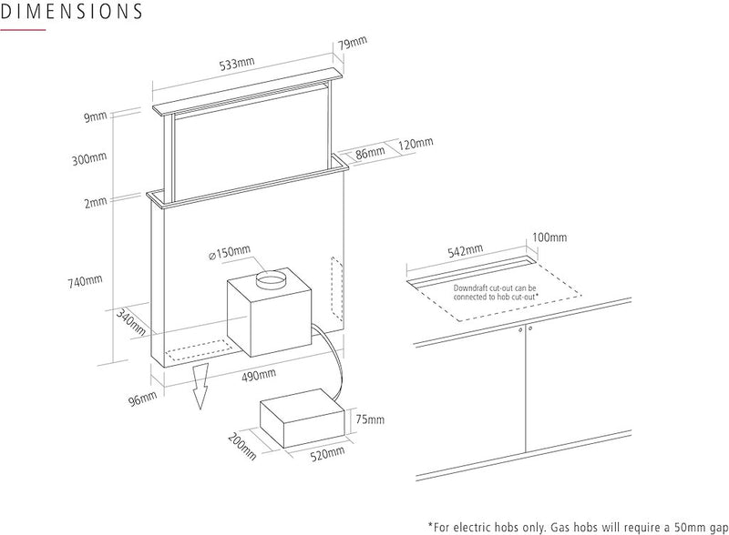 Caple DD606BK Downdraft Cooker Hood
