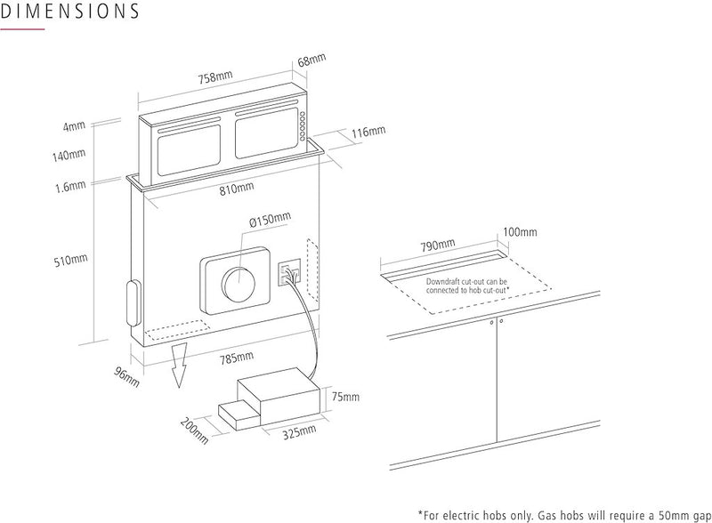 Caple DD901BK Downdraft Hood